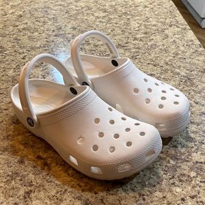 CROCS white unisex women 9 men 7 . Will include 2 random charms